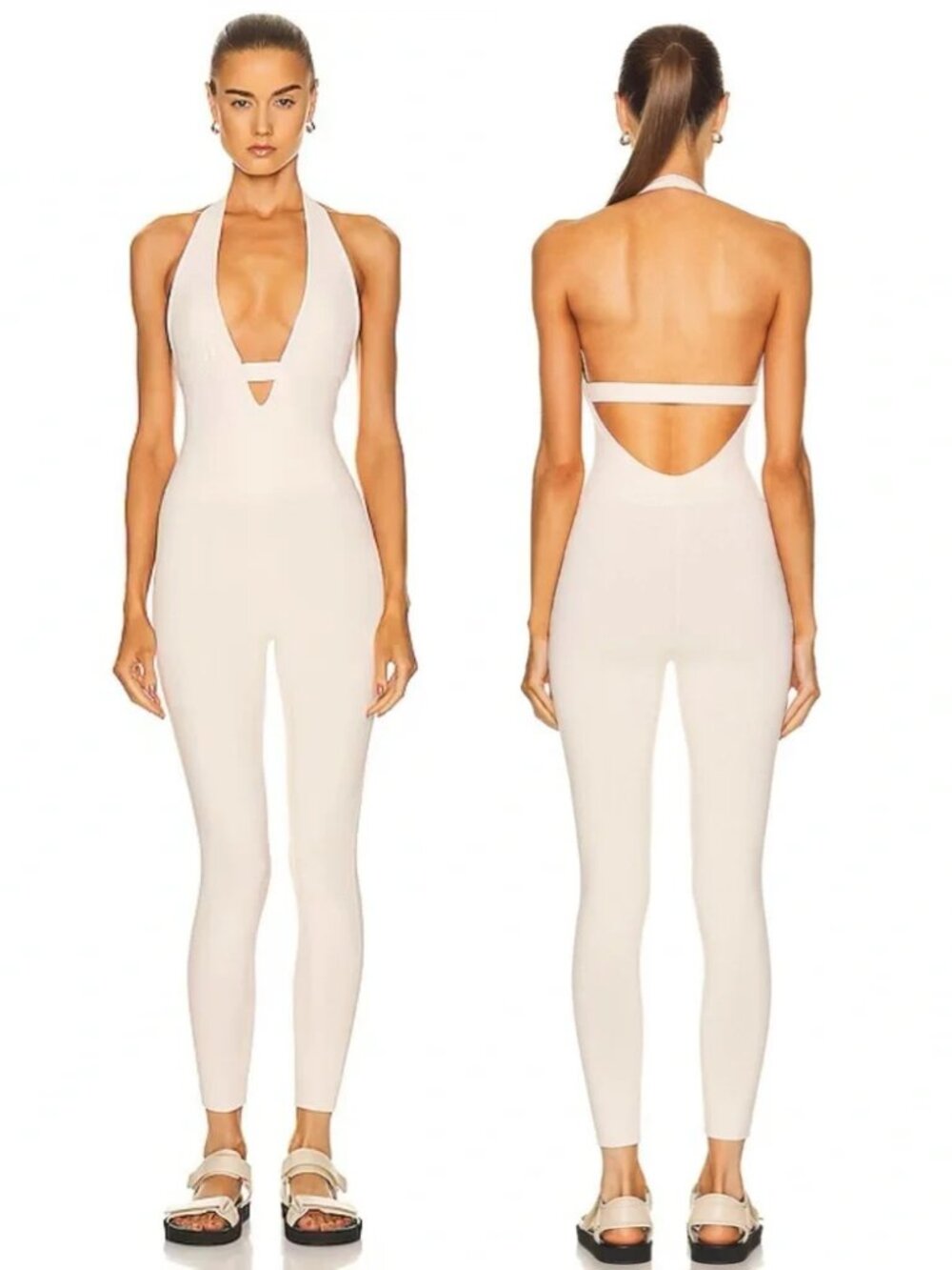 Live the process hela halter bodysuit Onesie yoga jumpsuit romper unitard cream